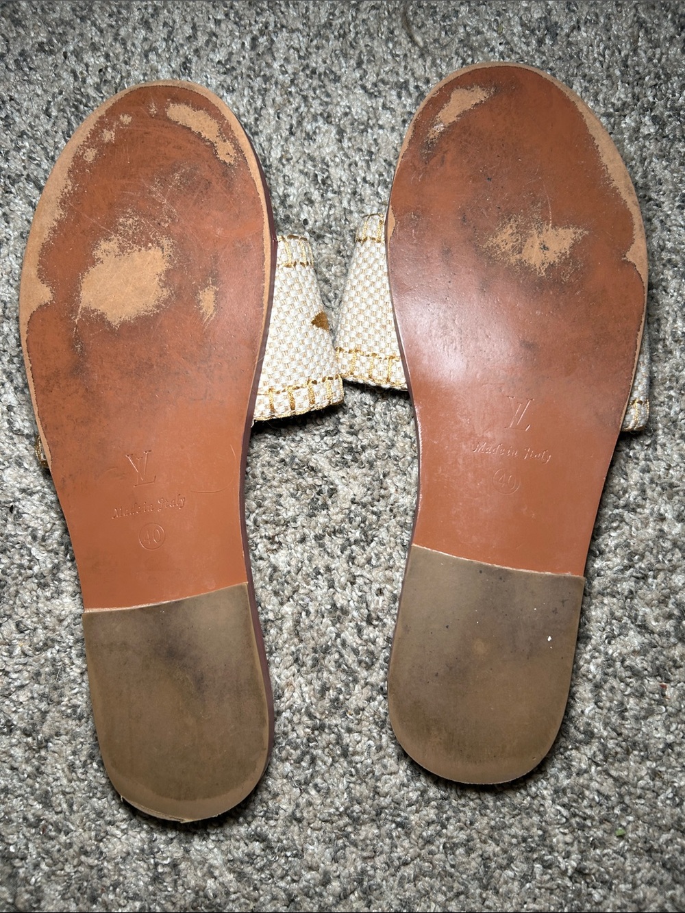 Louis Vuitton Lock It Flat Mules Raffia Monogram Slides Sandals  Size 40 - Picture 4 of 6